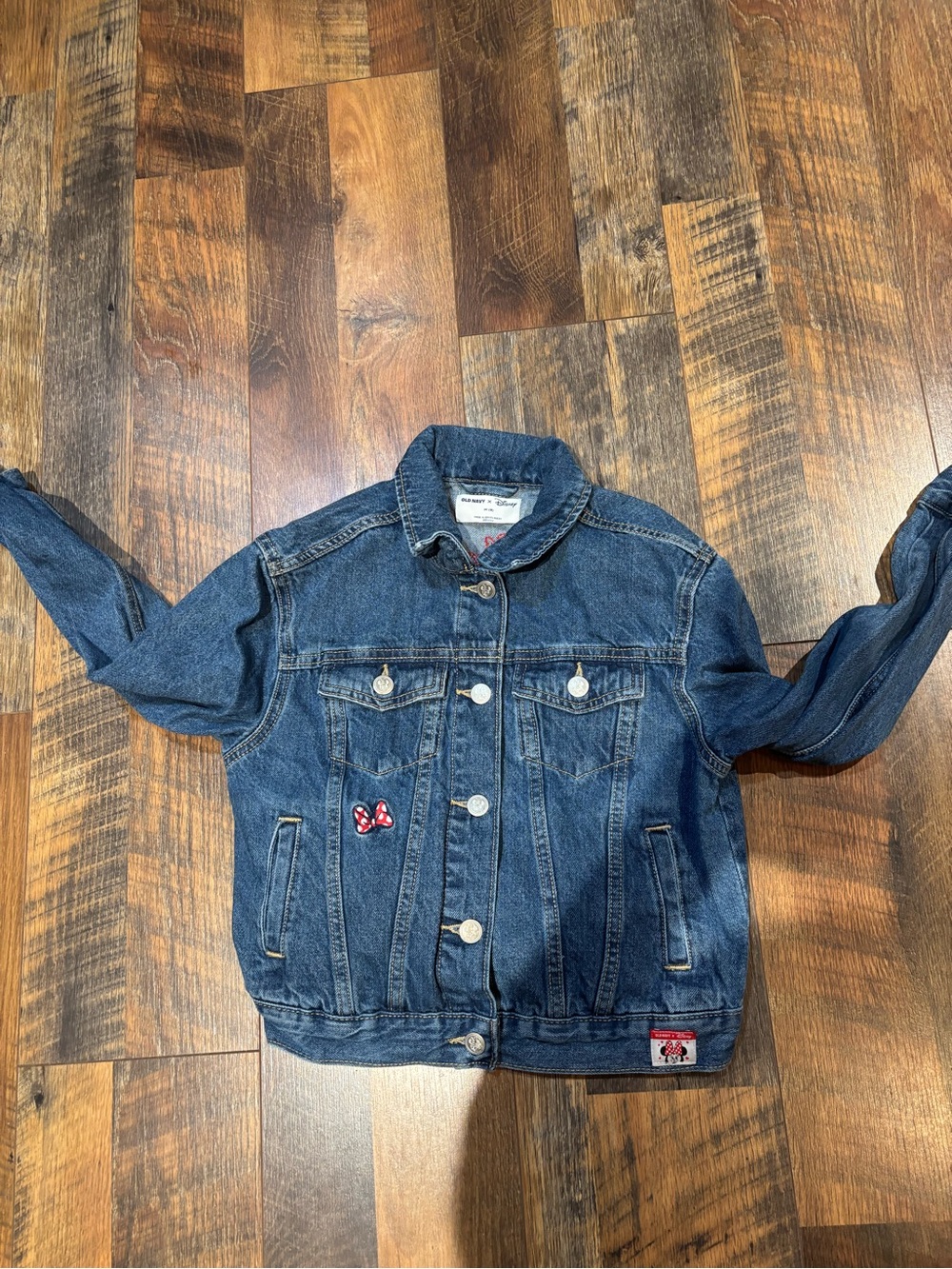 Disney old navy Minnie Mouse denim jacket little girl size medium (8)
